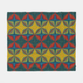 ボホヒッパイレッドイエローブルーヴィンテージ部族 フリースブランケット (正面(横))