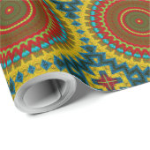 ボホヒッパイレッドイエローブルーヴィンテージ部族 ラッピングペーパー (ロールコーナー)
