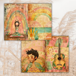 ボホヒッピーカラフルアニマルズジャンクジャーナル紙