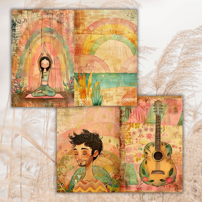 ボホヒッピーカラフルアニマルズジャンクジャーナル紙 (クリエイターアップロード済み)