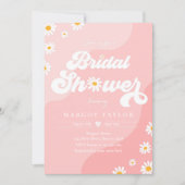 ボホヒッピービブピンクデイジーフェスティバルブライダルシャワー 招待状 (正面)