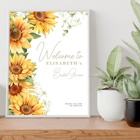 ボホヒマワリブライダルシャワーウェルカムサイン ポスター