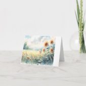 ボホヒマワリ水の色の国素朴の結婚式 サンキューカード (裏面)