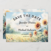 ボホヒマワリ水の色の国素朴の結婚式 セーブザデート (正面/裏面)
