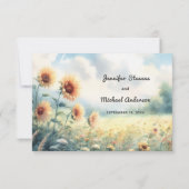 ボホヒマワリ水の色の国素朴の結婚式 出欠カード (裏面)