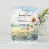 ボホヒマワリ水の色の国素朴の結婚式 招待状 (スタンド正面)