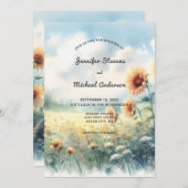 ボホヒマワリ水の色の国素朴の結婚式 招待状 (正面/裏面)