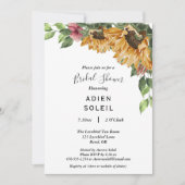 ボホヒマワリ素朴ワイルドフラワーブライダルシャワー 招待状 (正面)