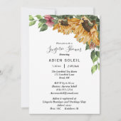 ボホヒマワリ素朴ワイルドフラワーランジェリーシャワー 招待状 (正面)