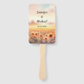 ボホヒマワリ素朴水彩国結婚式 ハンドファン (正面)