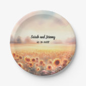 ボホヒマワリ素朴水彩国結婚式 ペーパープレート (正面)