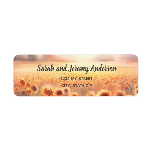 ボホヒマワリ素朴水彩国結婚式 ラベル (正面)