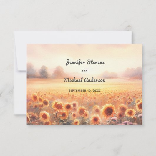 ボホヒマワリ素朴水彩国結婚式 出欠カード (裏面)