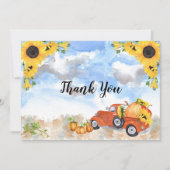 ボホヒマワリ |カボチャの女の子の赤ちゃんシャワー サンキューカード (正面)