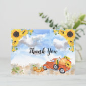 ボホヒマワリ |カボチャの女の子の赤ちゃんシャワー サンキューカード (スタンド正面)