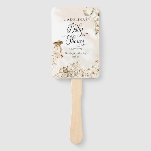 ボホヒョウ |女性の熱帯フローラの赤ちゃんシャワー ハンドファン (正面)