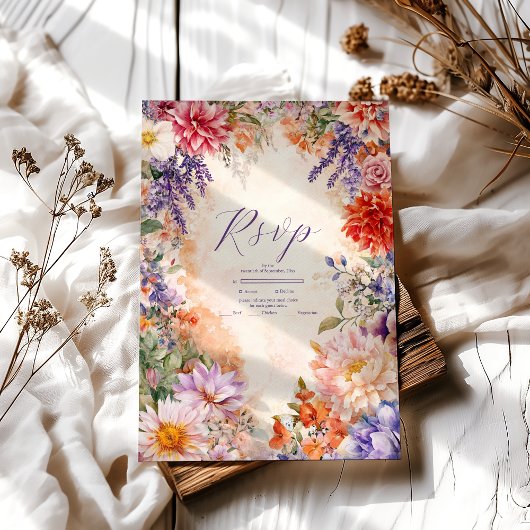 ボホビクトリアン王室のフローラ結婚ズ 出欠カード