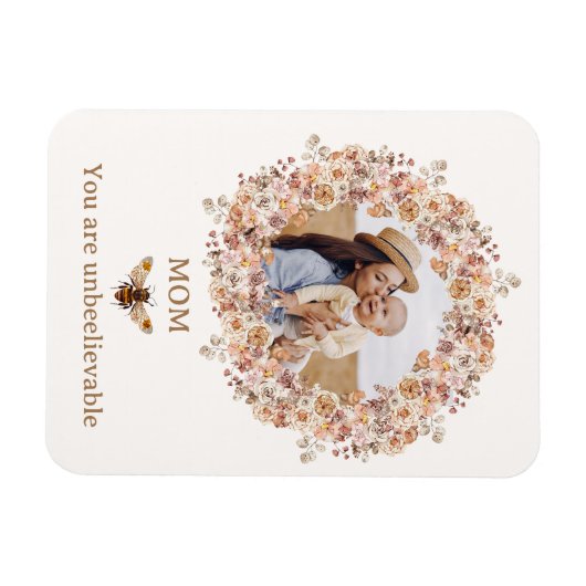 ボホビーウォーター色ワイルドフラワーカスタムフォトママ マグネット (横)