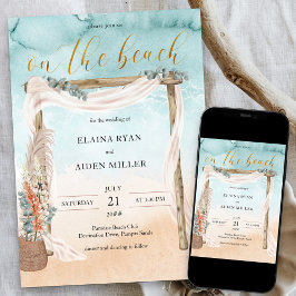 ボホビーチアーバーウォーターカラーショア結婚ズ 招待状