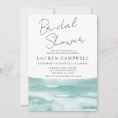 ボホビーチウオーターカラーティール(緑がかった色)ブルーブライダルシャワー 招待状 (正面)