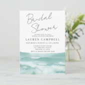 ボホビーチウオーターカラーティール(緑がかった色)ブルーブライダルシャワー 招待状 (スタンド正面)