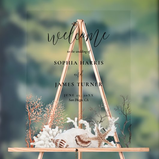 ボホビーチコーラルリーフ結婚の歓迎 アクリルサイン (ニュートラル)