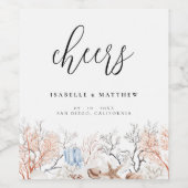 ボホビーチコーラルリーフ結婚ズ ワインラベル (シングルラベル)