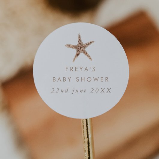 ボホビーチシェルベイビーシャワー ラウンドシール