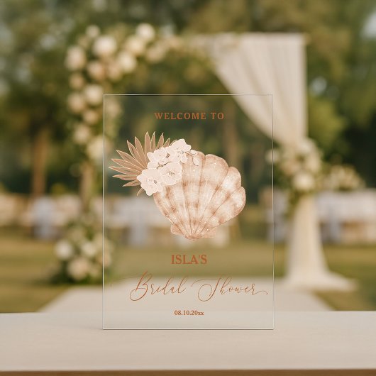 ボホビーチシーシェルブライダルシャワーウェルカム アクリルサイン