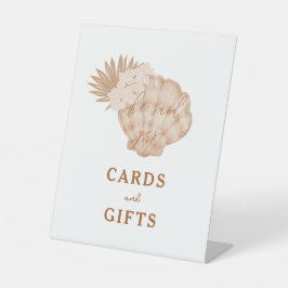 ボホビーチシーシェルブライダルシャワーカードとギフト 台座サイン