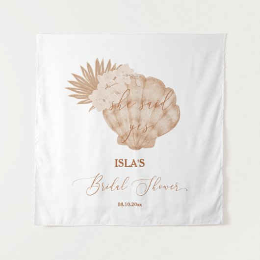 ボホビーチシーシェルブライダルシャワー写真の背景 タペストリー (正面)