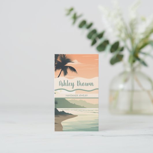 ボホビーチテラコッタイヤリングジュエリーイラストレーション 名刺 (スタンド正面)