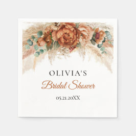 ボホビーチテラコッタパンパスグリーンブライダルシャワー スタンダードカクテルナプキン