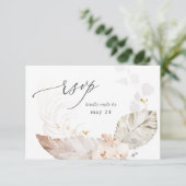 ボホビーチトロピカルベージュフローラw食事RSVP 出欠カード (スタンド正面)