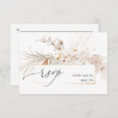 ボホビーチトロピカルベージュフローラw食事RSVP 2 出欠カード (正面/裏面)