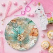 ボホビーチフローラブルーピーチ結婚ズ ペーパープレート (パーティー)