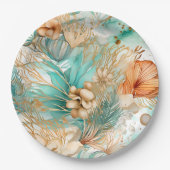 ボホビーチフローラブルーピーチ結婚ズ ペーパープレート (正面)