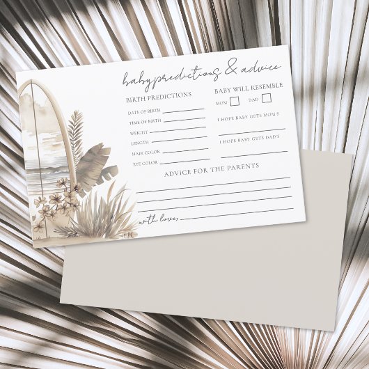 ボホビーチベビーシャワーアドバイス予測カード