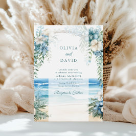 ボホビーチ水彩フローラアーチ結婚ズ 招待状