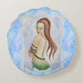 ボホビーチ神秘的なマーメイドウォーター色 ラウンドクッション (裏面)