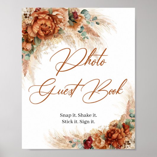 ボホビーチ銅フローラグリーンリーフォトゲストブック ポスター (正面)