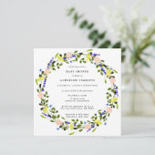 ボホピンクかわいらしイエローフローラベビーシャワー 招待状 (スタンド正面)