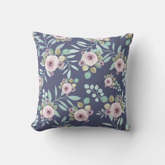 ボホピンクと緑と紫色の背中 クッション (正面)