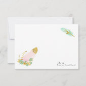 ボホピンクと金ゴールドの羽 サンキューカード (裏面)