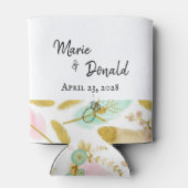 ボホピンクと金ゴールドの羽 缶クーラー (裏面)