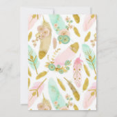 ボホピンクと金ゴールド羽毛シャワー招待状 (裏面)