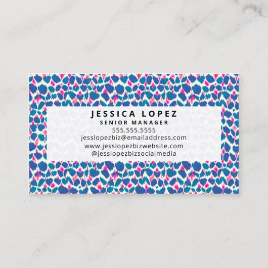 ボホピンクと青のブラシストローク 名刺 (裏面)