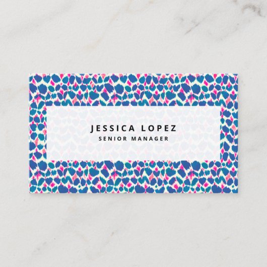 ボホピンクと青のブラシストローク 名刺 (正面)