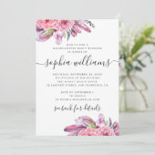 ボホピンクの花と羽のバチェロレッテ 招待状 (スタンド正面)