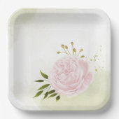 ボホピンクの花の緑の葉植物植物 ペーパープレート (正面)